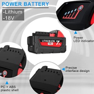 2Packs High Output 7.0Ah M-18 Battery Replace for Milwaukee 18V Battery Lithium ion XC 48-11-1811, 48-11-1815, 48-11-1820, 48-11-1840, 48-11-1850, 48-11-1852, 48-59-181, 48-59-1850 Power Tool