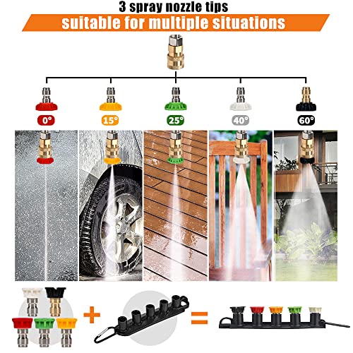 WXMECH Pressure Washer Gun with Extension Wand Replacement 4000 PSI High Power Washer Gun 41 Inch Adjustable Length with M22 14mm or M22 15mm Fitting 5 Nozzle Tips with Nozzle Holder