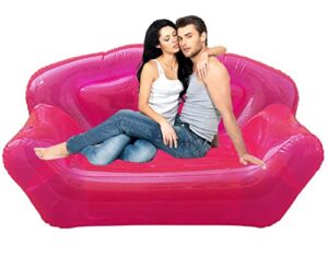 amzhqb inflatable couch chair pink blow up couch for aldult, luxury double air sofa for outdoor, camping, beach, home, courtyard, lawn, durable waterproof