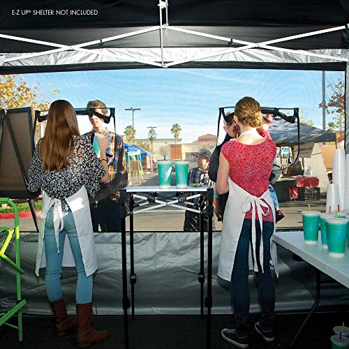 E-Z UP Food Booth Sidewall Kit, Set of 4, Fits 10' x 10' Straight Leg Canopy, Includes 2 Roll-Up Serving Windows, Commercial Grade Mesh, Black
