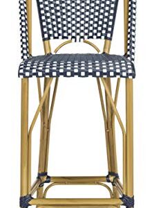 Safavieh PAT4008A Collection Ford Navy and White Indoor/Outdoor Stacking French Bistro Bar Stool