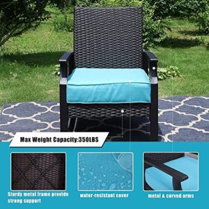 Sophia & William Patio Wicker Dining Chairs Set of 2, Rattan Cushioned Armrest Sofa Chairs with Thick Cushion, 2 Piece Rattan Single Sofa Chair for Patio,Deck,Porch,Yard