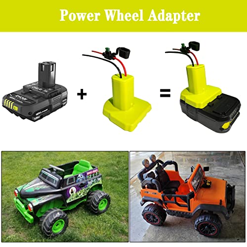 Power Wheel Adapter for Ryobi 18V Battery with 30A Fuse,with 12 Gauge Wire, Power Convertor for Rc Car, Robotics, Rc Truck,for Ryobi 18V P100 P102 P103 P107 P108 Li-ion & Ni-CD Battery, (1 Pack)