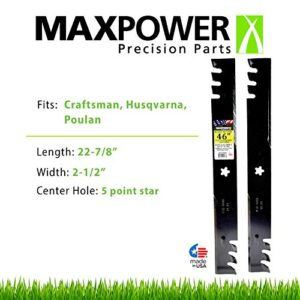 Maxpower 561739XB Commercial Mulching 2-Blade Set for Many 46 in. Craftsman, Husqvarna, Poulan Mowers, Replaces OEM #'s 403107, 532403107