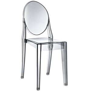 hawthorne collections modern acrylic design dining chair in smoked clear – fully assembled, indoor/outdoor use