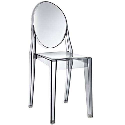 Hawthorne Collections Modern Acrylic Design Dining Chair in Smoked Clear - Fully Assembled, Indoor/Outdoor Use