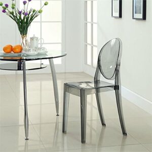 Hawthorne Collections Modern Acrylic Design Dining Chair in Smoked Clear - Fully Assembled, Indoor/Outdoor Use