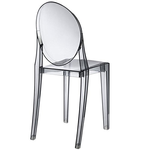 Hawthorne Collections Modern Acrylic Design Dining Chair in Smoked Clear - Fully Assembled, Indoor/Outdoor Use