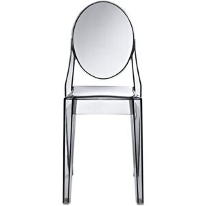 Hawthorne Collections Modern Acrylic Design Dining Chair in Smoked Clear - Fully Assembled, Indoor/Outdoor Use