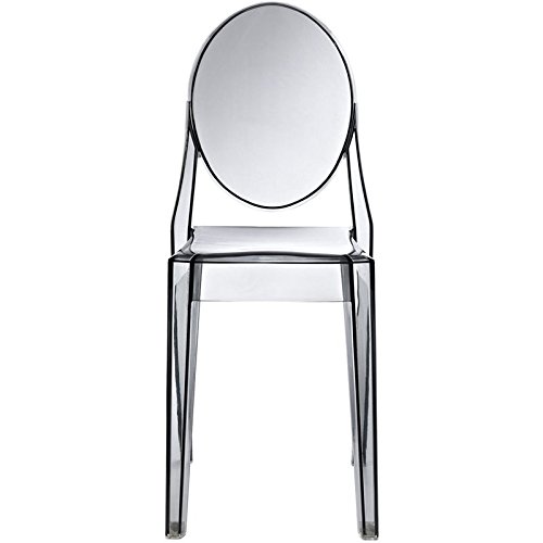 Hawthorne Collections Modern Acrylic Design Dining Chair in Smoked Clear - Fully Assembled, Indoor/Outdoor Use