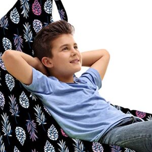 lunarable autumn lounger chair bag, fall seasons classics pine cones nuts mistletoe repetitive pattern, high capacity storage with handle container, lounger size, charcoal grey and multicolor
