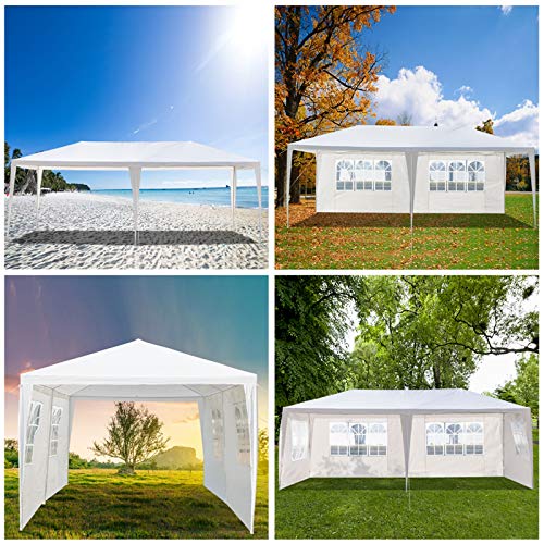 Outvita Outdoor Party Tent, Patio Wedding Gazebo Waterproof White Canopy with Sidewalls Party Wedding Tent Cater Events Pavilion Beach BBQ (10'x20')