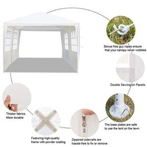 Outvita Outdoor Party Tent, Patio Wedding Gazebo Waterproof White Canopy with Sidewalls Party Wedding Tent Cater Events Pavilion Beach BBQ (10'x20')