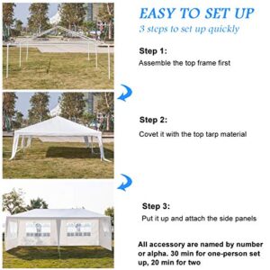 Outvita Outdoor Party Tent, Patio Wedding Gazebo Waterproof White Canopy with Sidewalls Party Wedding Tent Cater Events Pavilion Beach BBQ (10'x20')