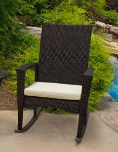 tortuga outdoor bayview patio rocking chair, 35 1/2” d x 28” w x 40 1/2” h, pecan