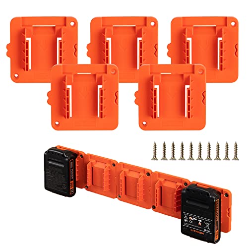 Crivnhar 5 Pack Battery Holder for Black+Decker 20V Battery Mounts Dock Holder Fit for LBXR20 LB20(w/10 Screws, No Battery)