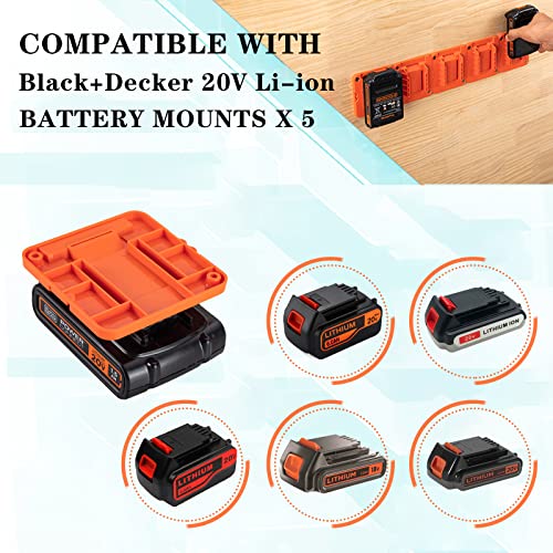 Crivnhar 5 Pack Battery Holder for Black+Decker 20V Battery Mounts Dock Holder Fit for LBXR20 LB20(w/10 Screws, No Battery)