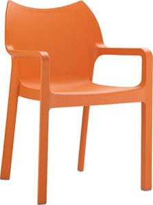 compamia diva resin outdoor patio dining arm chair in orange (set of 4)