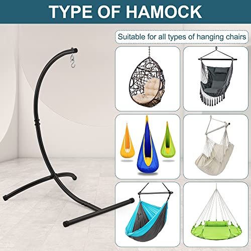 Homgava Hammock Chair Stands Hanging Hammock Stands,C Stand for Swing Chair Heavy Duty Steel Egg Chair Stand Only,Maximum Weight 330lbs Capacity Indoor/Outdoor…