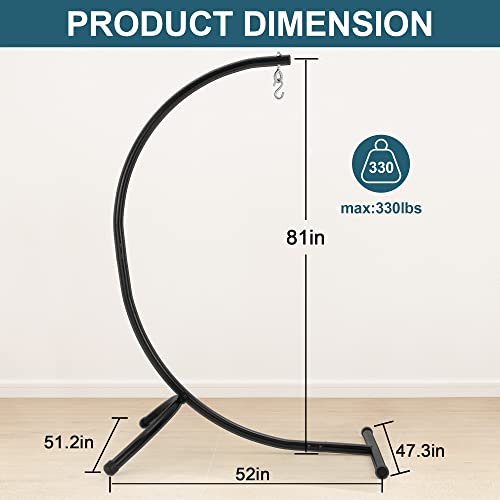 Homgava Hammock Chair Stands Hanging Hammock Stands,C Stand for Swing Chair Heavy Duty Steel Egg Chair Stand Only,Maximum Weight 330lbs Capacity Indoor/Outdoor…