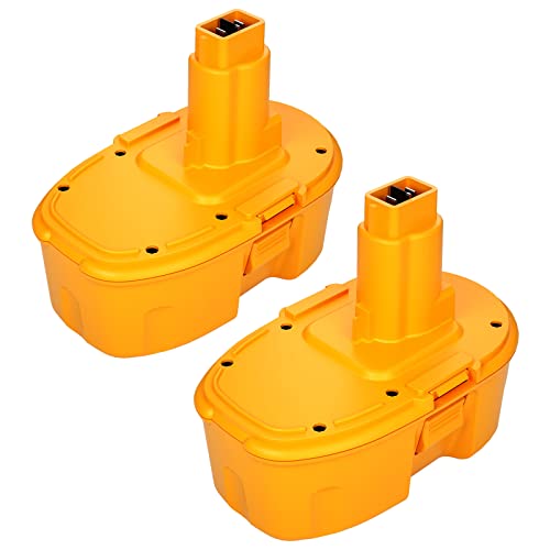 2-Pack 18V DC9096 Replacement Battery Compatible with Dewalt 18-Volt Ni-Mh Battery DC9098 DC9099 DW9095 DW9096 DW9098 DE9038 DE9039 DE9098 Cordless Power Tools, yellow