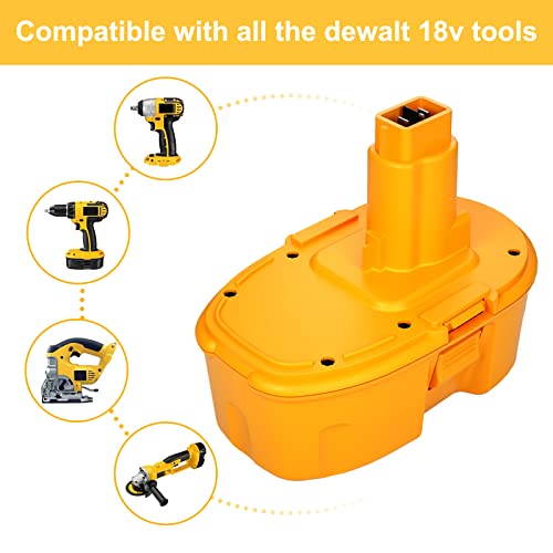 2-Pack 18V DC9096 Replacement Battery Compatible with Dewalt 18-Volt Ni-Mh Battery DC9098 DC9099 DW9095 DW9096 DW9098 DE9038 DE9039 DE9098 Cordless Power Tools, yellow