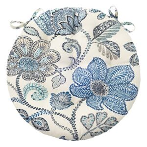 Barnett Home Decor 16" Round Bistro Cushion - Boutique Floral - Indoor - Outdoor: Fade Resistant, Weather Resistant, Stain Resistant - Latex Foam Fill (Blue - White)
