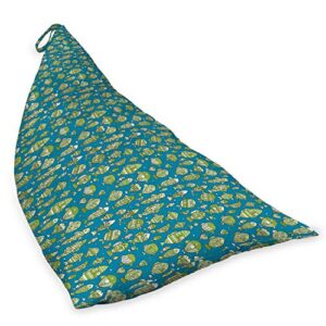 Lunarable Aquarium Lounger Chair Bag, Hand Drawn Like Fishes Illustration Designed in Various Patterns, High Capacity Storage with Handle Container, Lounger Size, Sea Blue and Lime Green