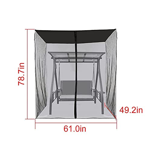 Patio Swing Mosquito Netting Polyester Mesh Screen with Zipper Opening Outdoor Swing Chair Mosquito Net for Patio 2 Person