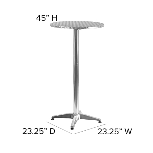 Flash Furniture 23.25" Round Aluminum Indoor-Outdoor Bar Height Table with Flip-Up Table