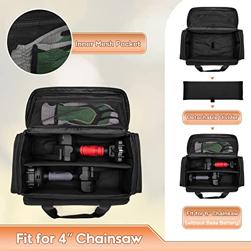 SAMDEW 4 Inch & 6 Inch Chainsaw Carry Case Only, Chainsaw Tool Storage Bag for 4 In Mini Chainsaw, Portable Chainsaw Accessories Case for 6 In Chainsaw Cordless (no Battery), Bag Only, Patented Design