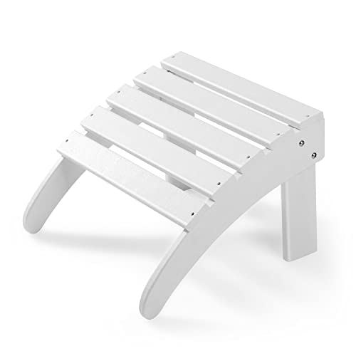 BRIOPAWS Folding Adirondack Ottoman, 19.7W x 18.5L x 13H Inch, HDPE All Weather Adirondack Chair Footrest, Plastic Footstool for Deck Backyard Patio Outdoor Poolside Porch Lawn Indoor, White