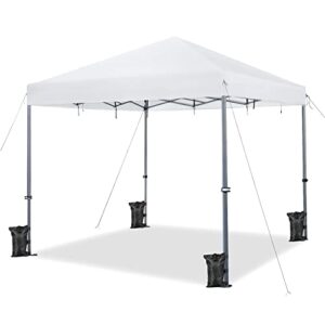 yaheetech 12×12 pop up canopy easy set-up tent, portable outdoor canopy instant tent, heavy duty commercial gazebo with wheeled carry bag & 4 sandbags for home, party & outdoor activities, white