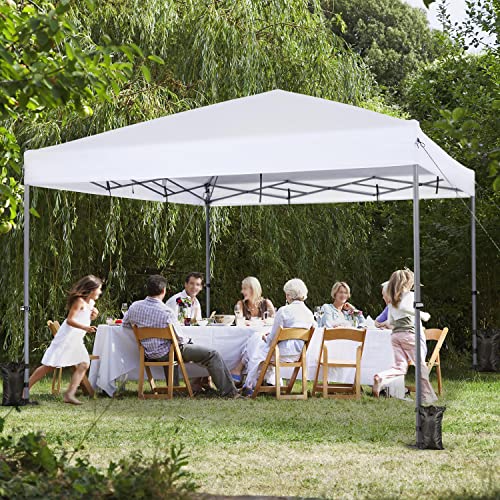 Yaheetech 12x12 Pop Up Canopy Easy Set-up Tent, Portable Outdoor Canopy Instant Tent, Heavy Duty Commercial Gazebo with Wheeled Carry Bag & 4 Sandbags for Home, Party & Outdoor Activities, White