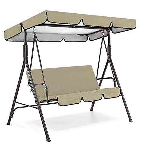 Patio Swing Canopy Cover Only 2-3 Seater Swing Chair Top Covers Waterproof Swing Canopy Replacement Outdoor Garden Courtyard Porch Sunscreen Protection Cover for Seat Furniture (Beige, 78.4×52 in)