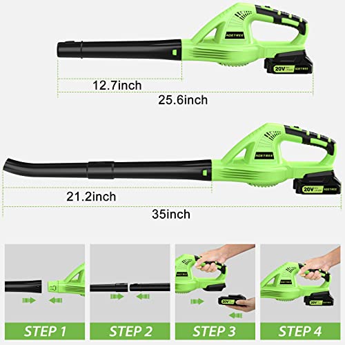 Cordless Leaf Blower - Lightweight Electric Blower with Battery & Charger - 20V Battery Powered Small Handheld Blower for Lawn Care