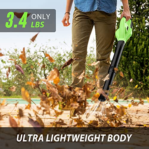 Cordless Leaf Blower - Lightweight Electric Blower with Battery & Charger - 20V Battery Powered Small Handheld Blower for Lawn Care