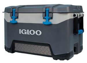 igloo bmx 52 quart cooler with cool riser technology, fish ruler, and tie-down points – 16.34 pounds – carbonite gray and blue