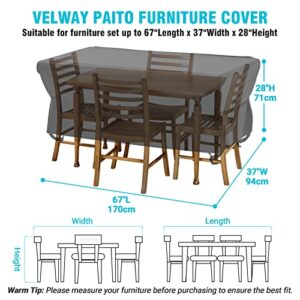 Velway Patio Table Chairs Set Cover Waterproof 67" Lx37 Wx28 H Outdoor Bistro Dining Set Cover Fire Pit Table Cover Furniture Cover Small Rectangle Ultra Windproof UV-Resistant