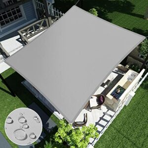 ecoopts 16’x16′ waterproof sun shade sail rectangle canopy cover uv blockage for outdoor patio pergola backyard garden (light gray)