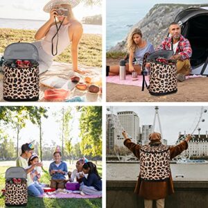 DYSHAYEN Cooler Backpack Insulated Leakproof 24 Cans Soft Lightweight Lunch Backpack Cooler for Lunch Picnic Fishing Hiking Camping Park Beach (Leopard)