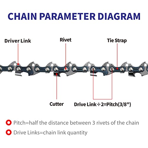 Abroman 2 Pack 8 inch Chainsaw Chain 3/8" LP Pitch - .043" Gauge - 34 Drive Links Replacement Chain for Black & Decker LPP120, LPP120B Poulan Remington Ryobi RY43160 WORX WG310 Pole Saw