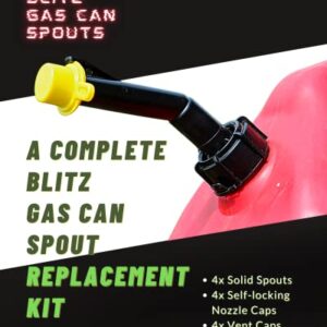 Gas Can Spout Replacement 5 Gal (4 Pack) Gas Can Nozzle For Blitz Old Style Gas Cans, Includes Nozzles, Caps and Vent Caps