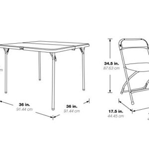 Office Star Resin 5-Piece Folding Square Table and Chair Set, Light Grey