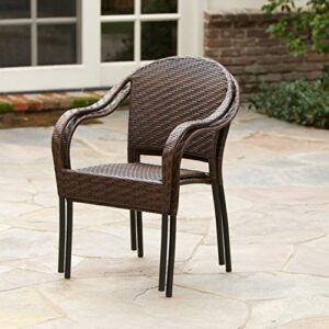 Christopher Knight Home Sunset Outdoor Tight-Weave Wicker Chairs, 2-Pcs Set, Multibrown