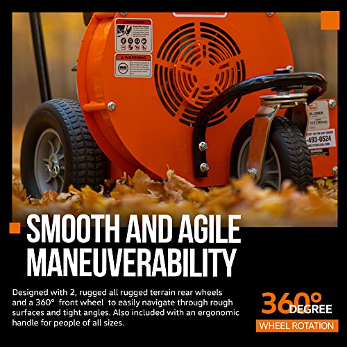 SuperHandy Walk Behind Leaf Blower, Wheeled Manual-Propelled, 7HP 212cc, 4 Stroke, Wind Force of 200 MPH / 2000 CFM at 3600RPM