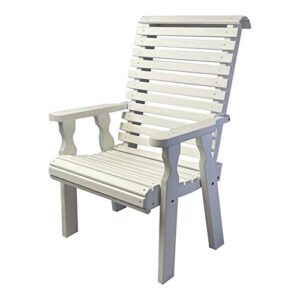 amish casual heavy duty 600 lb roll back high back treated patio chair (semi-solid white stain)