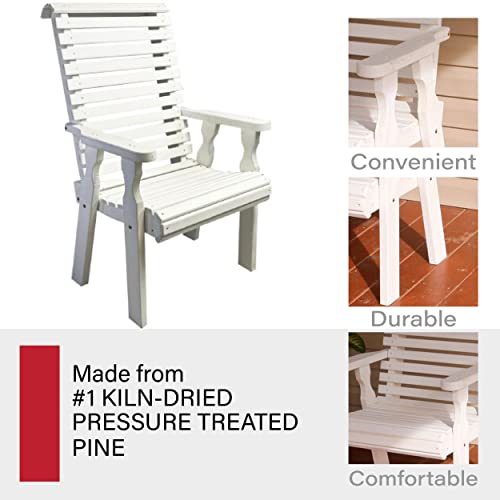 Amish Casual Heavy Duty 600 Lb Roll Back High Back Treated Patio Chair (Semi-Solid White Stain)