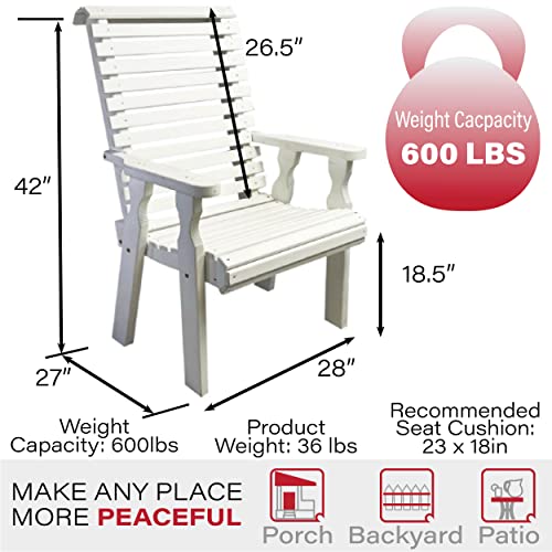 Amish Casual Heavy Duty 600 Lb Roll Back High Back Treated Patio Chair (Semi-Solid White Stain)