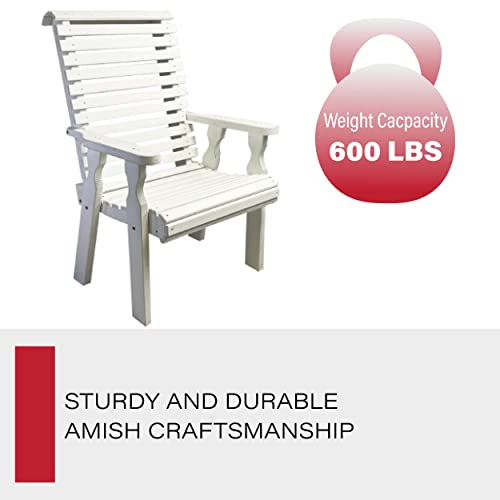 Amish Casual Heavy Duty 600 Lb Roll Back High Back Treated Patio Chair (Semi-Solid White Stain)